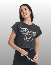 Womens Crop TOP Cotton Printed Tshirt - RIDERS BLACK