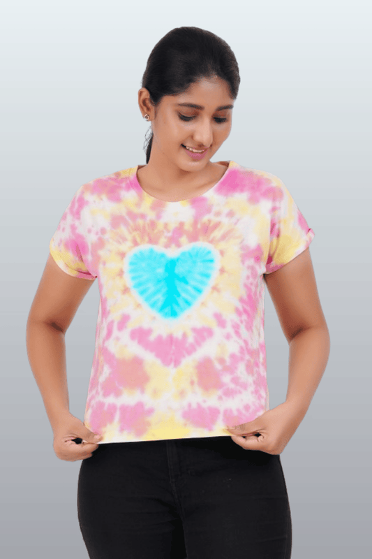 Women's Crop Top Cotton Tie-Dye T-Shirt – HEART