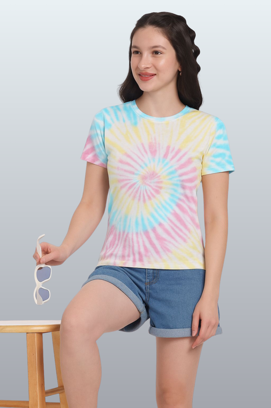 Women's Cotton Tie-Dye T-Shirt Slim Fit- SPIRAL