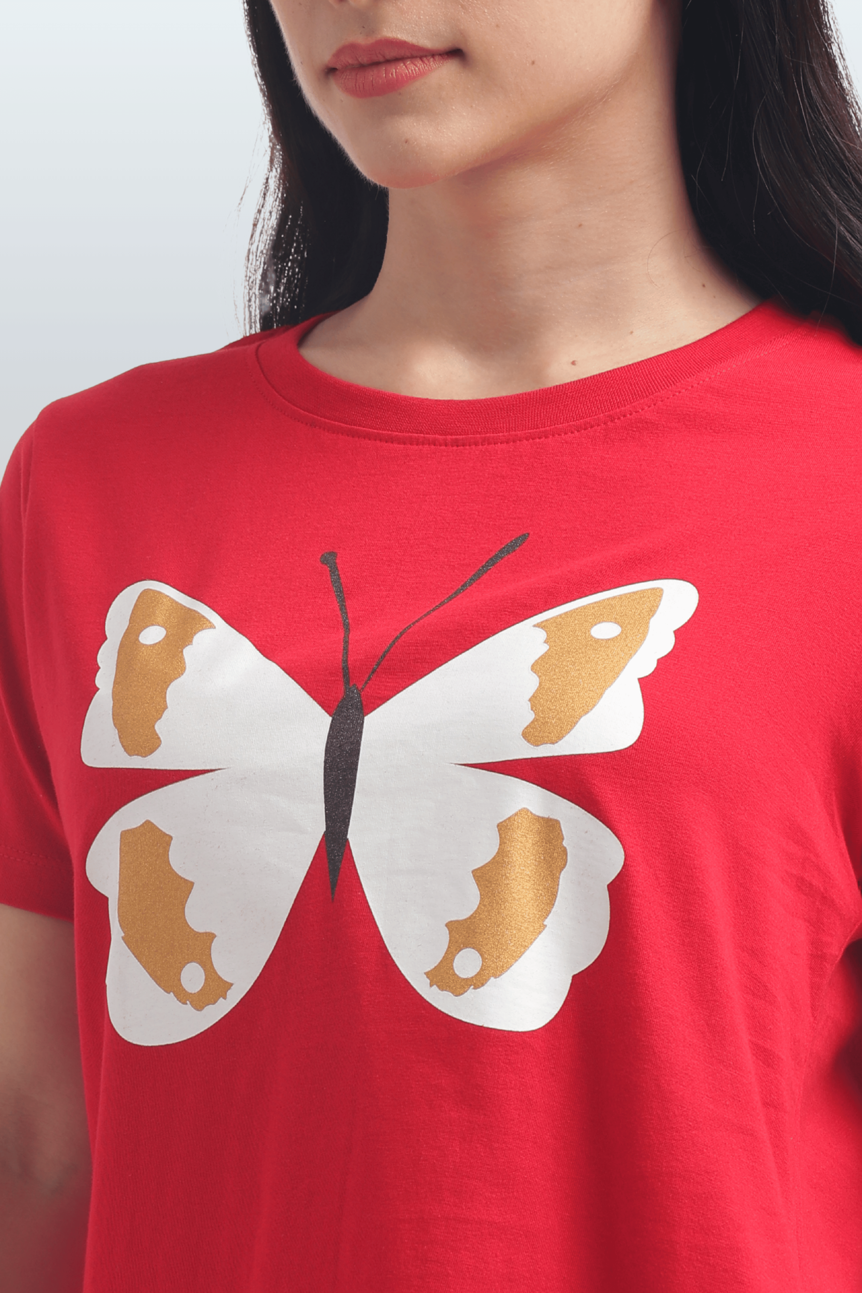 Women's Cotton Printed T-Shirt & Pajama Set | Comfortable Nightwear - BUTTERFLY
