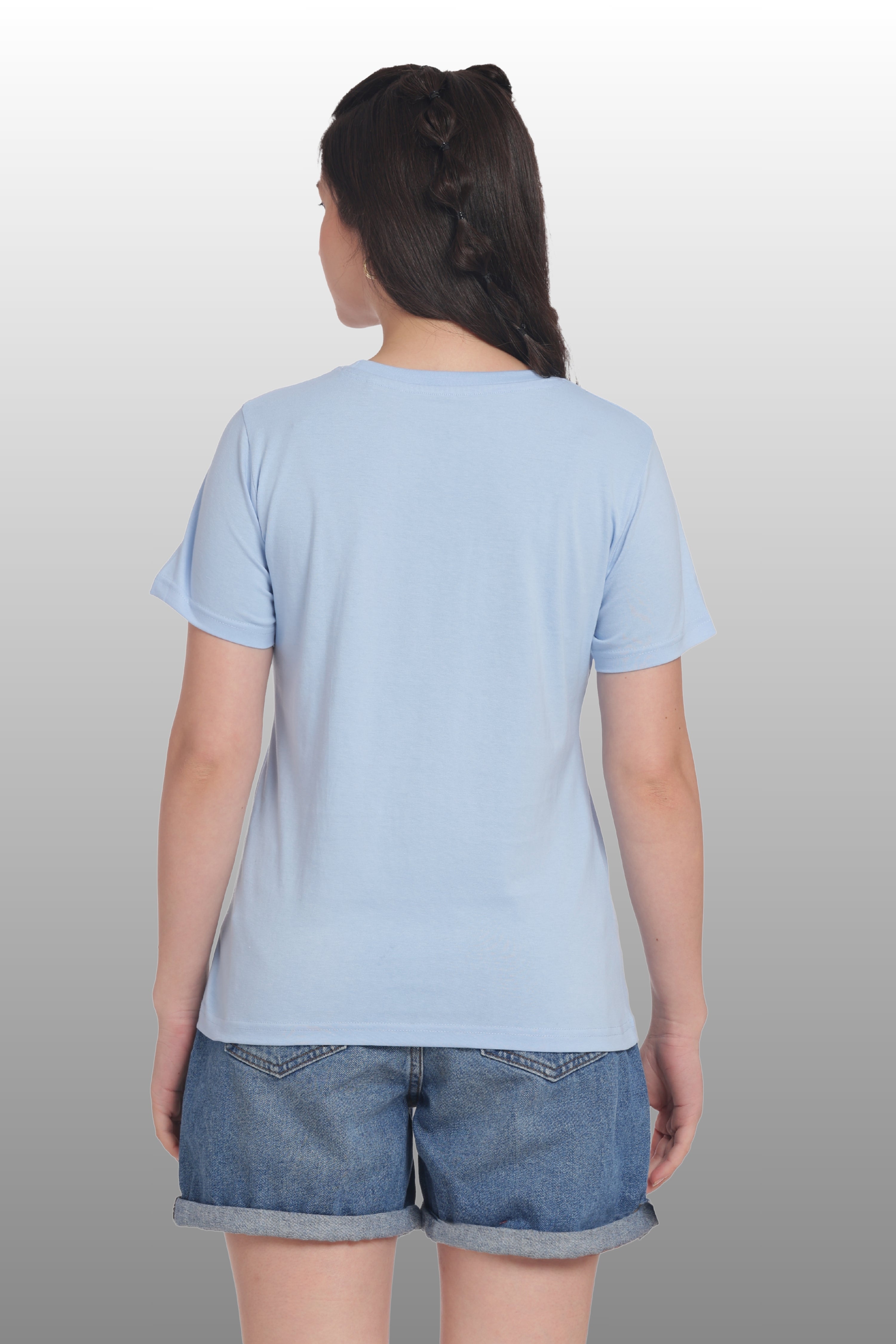 Womens Regular Fit Cotton Printed Tshirt - CALIFORNIA-LIGHT BLUE