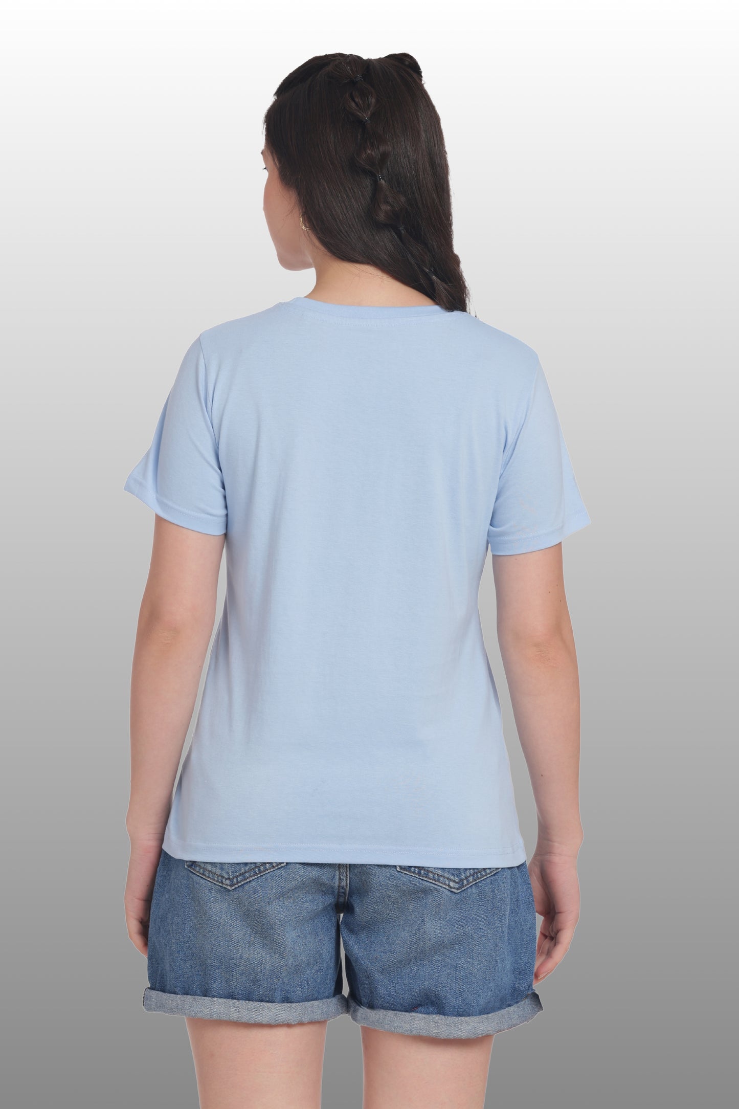 Womens Regular Fit Cotton Printed Tshirt - CALIFORNIA-LIGHT BLUE