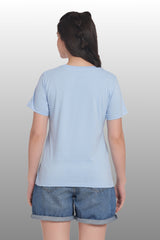 Womens Regular Fit Cotton Printed Tshirt - CALIFORNIA-LIGHT BLUE