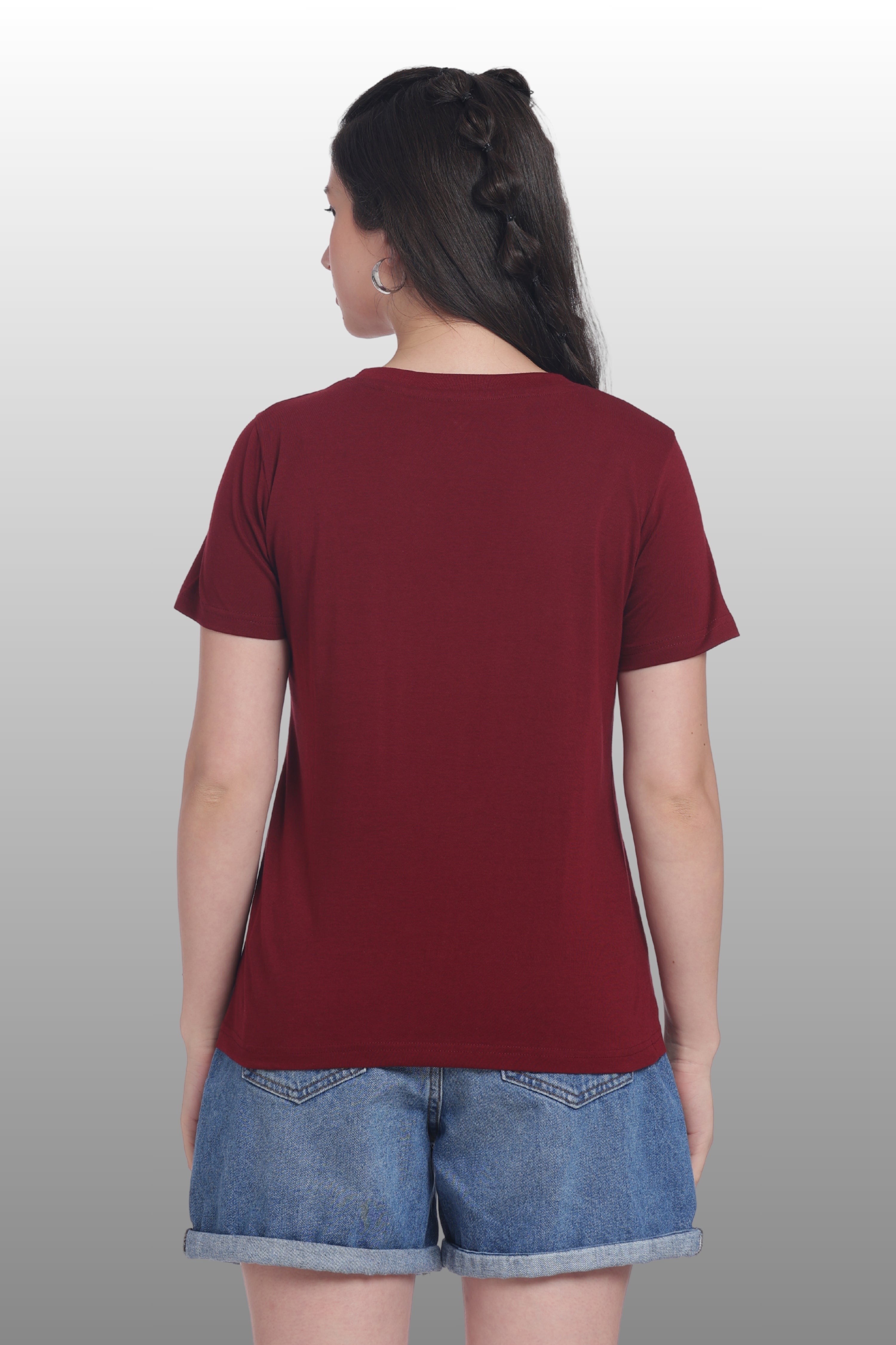 Womens Regular Fit Cotton Printed Tshirt - CALIFORNIA-MAROON
