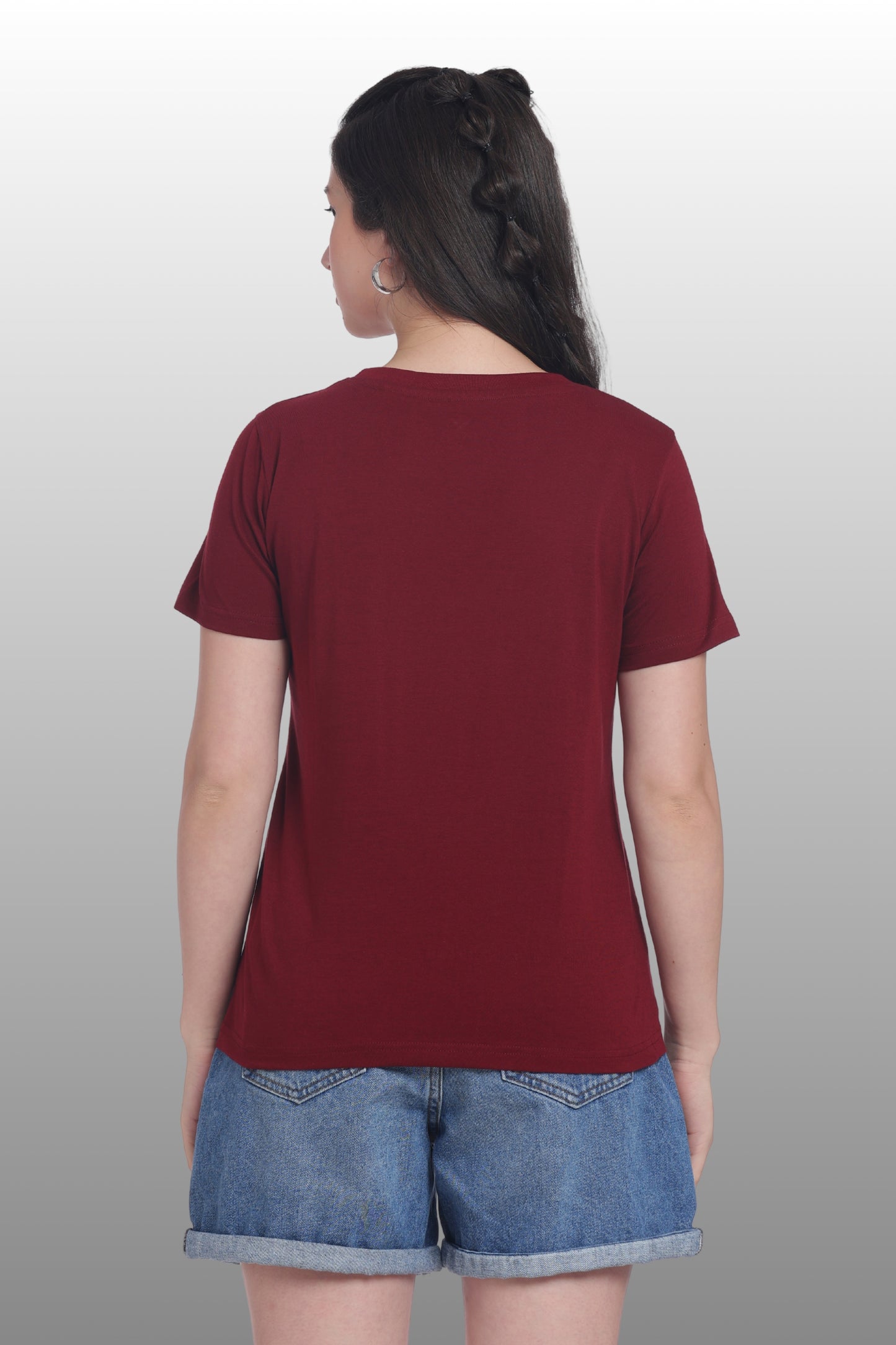 Womens Regular Fit Cotton Printed Tshirt - CALIFORNIA-MAROON