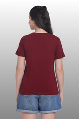 Womens Regular Fit Cotton Printed Tshirt - CALIFORNIA-MAROON