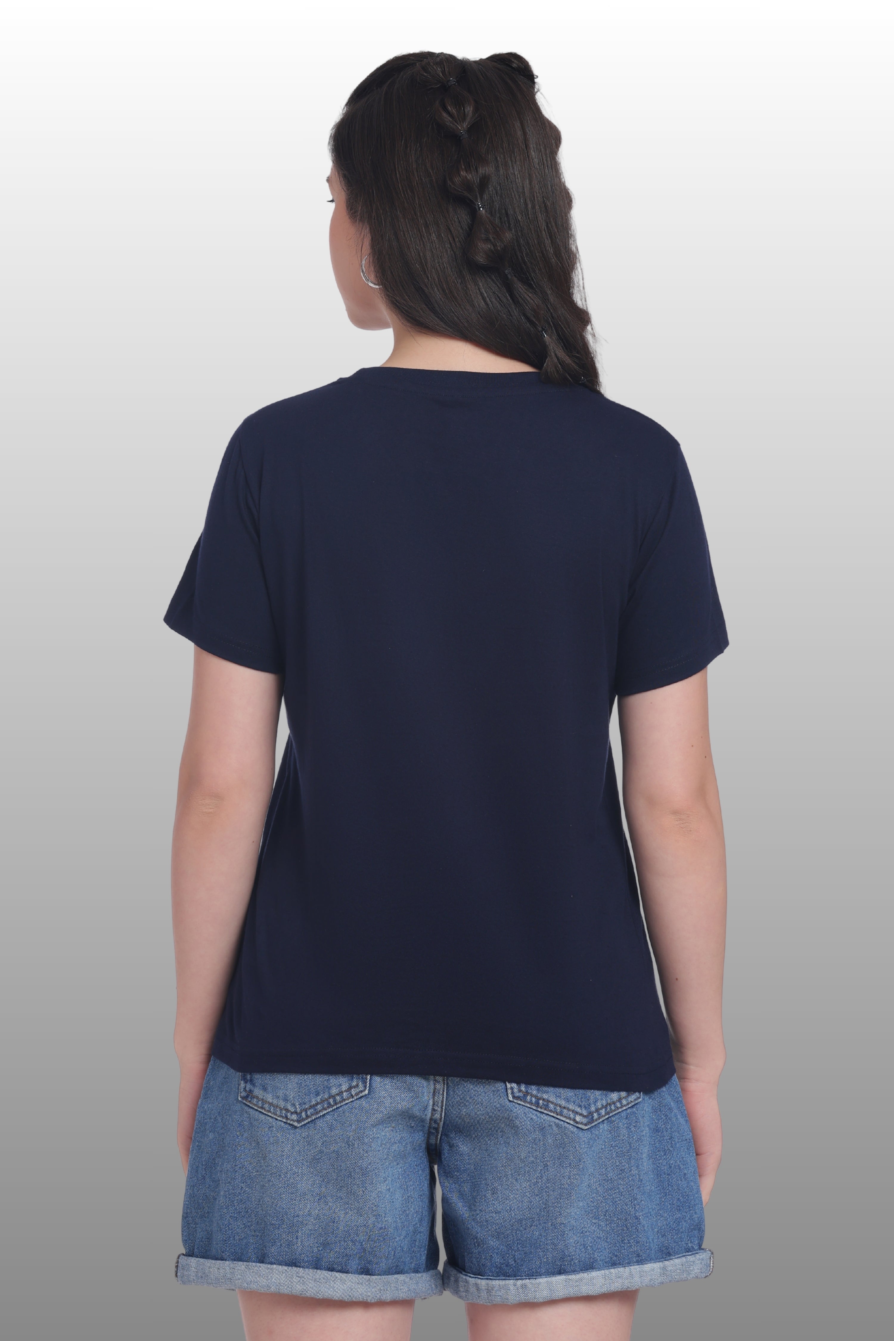 Womens Regular Fit Cotton Printed Tshirt - CALIFORNIA-NAVY