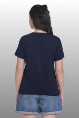 Womens Regular Fit Cotton Printed Tshirt - CALIFORNIA-NAVY