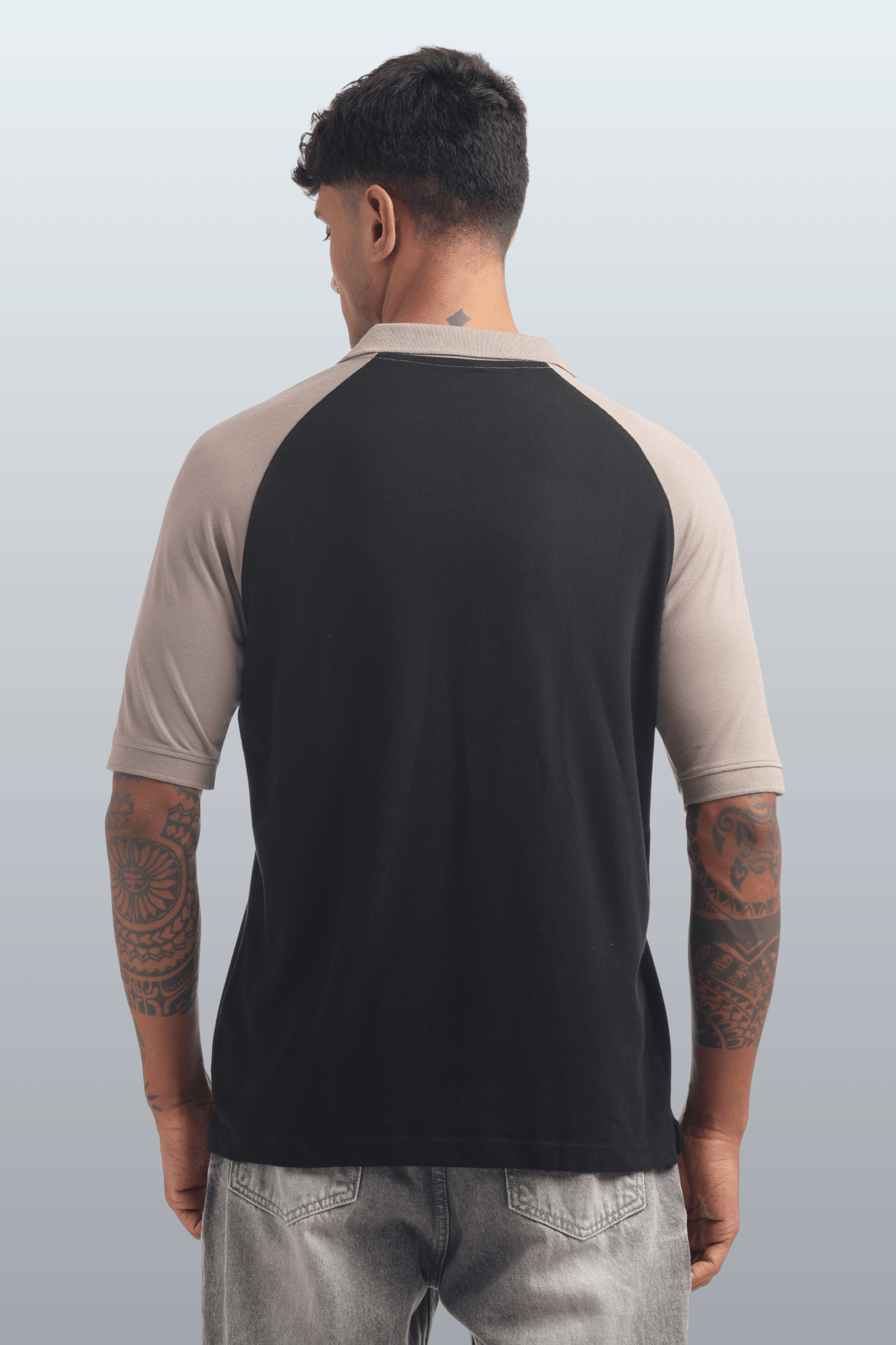 Men's Reglon Sleeve Cotton Rich Polo T-Shirt - BLACK