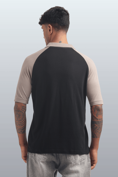 Men's Reglon Sleeve Cotton Rich Polo T-Shirt - BLACK