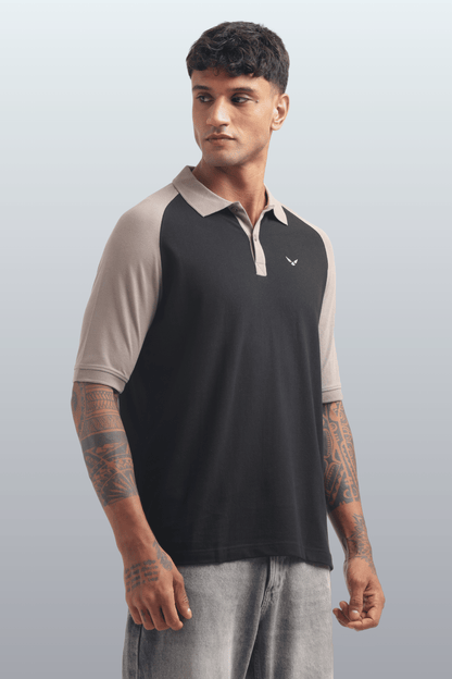 Men's Reglon Sleeve Cotton Rich Polo T-Shirt - BLACK