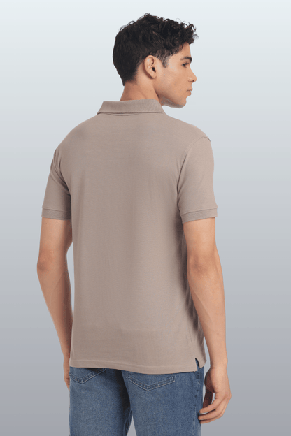 Men's Cotton Rich Polo T Shirt Regular Fit - BEIGE STRIPE PRINT