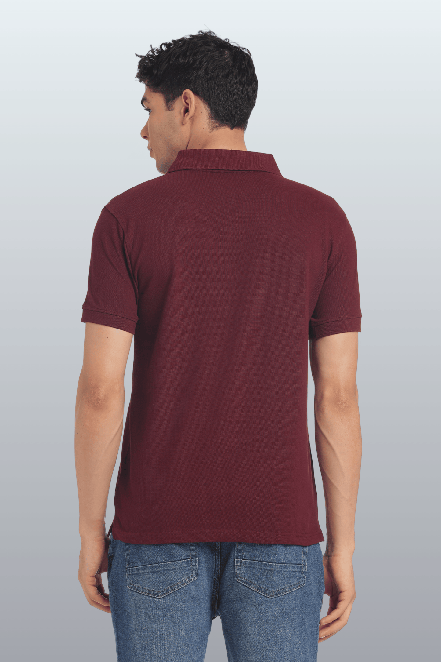 Men's Cotton Rich Polo T Shirt Regular Fit - MAROON STRIPE PRINT