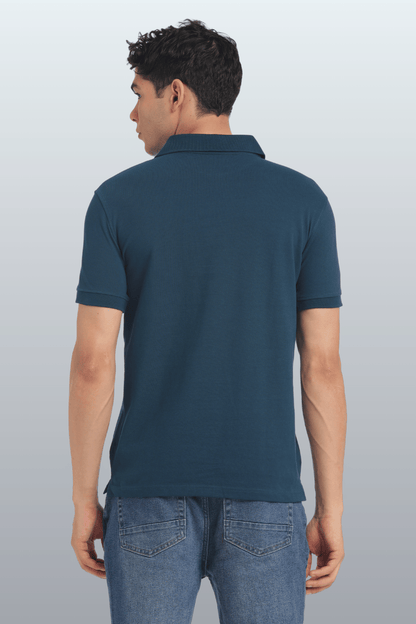 Men's Cotton Rich Polo T Shirt Regular Fit - PEACOCK STRIPE PRINT