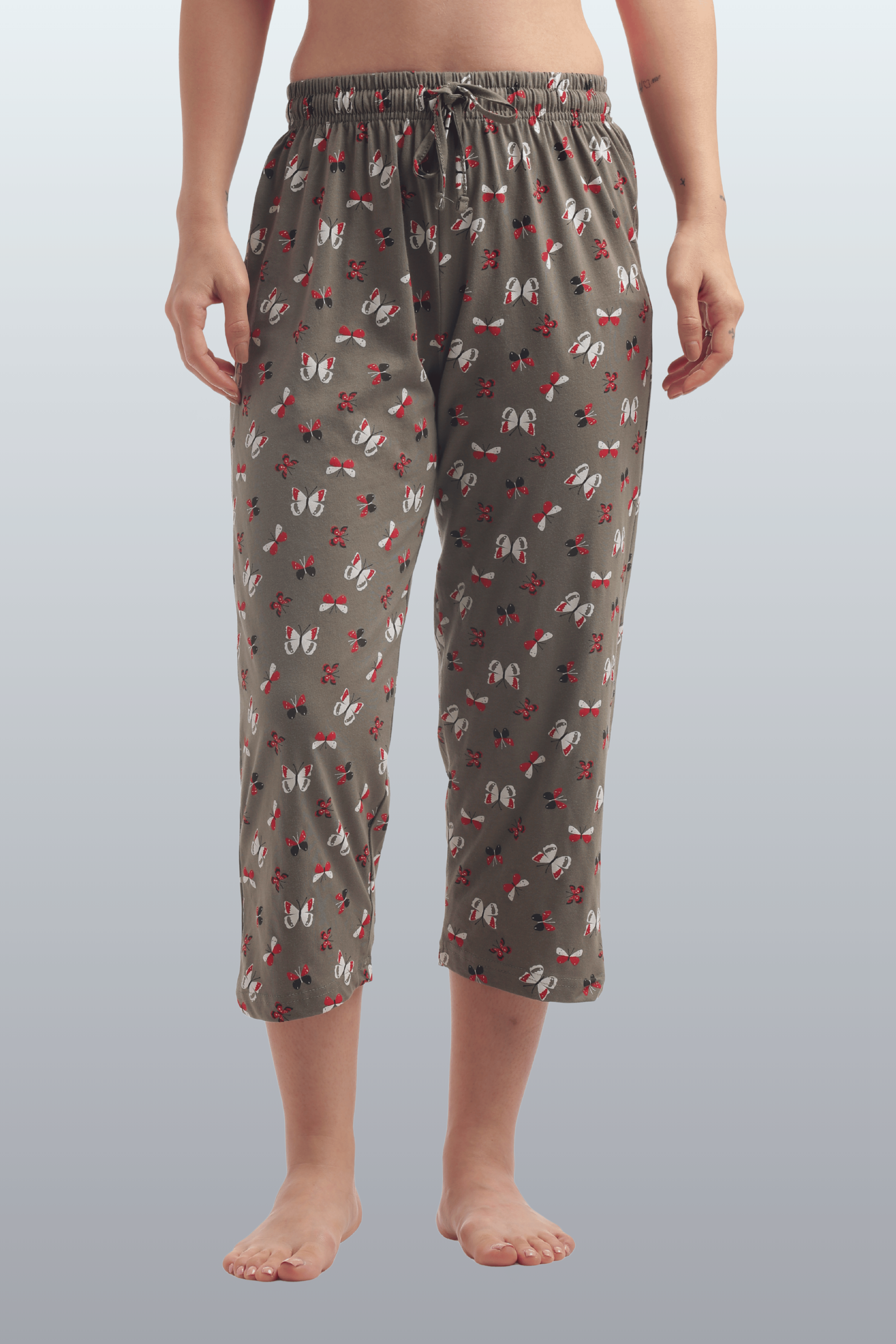 Women's Cotton Printed T-Shirt & Pajama Set | Comfortable Nightwear - BUTTERFLY