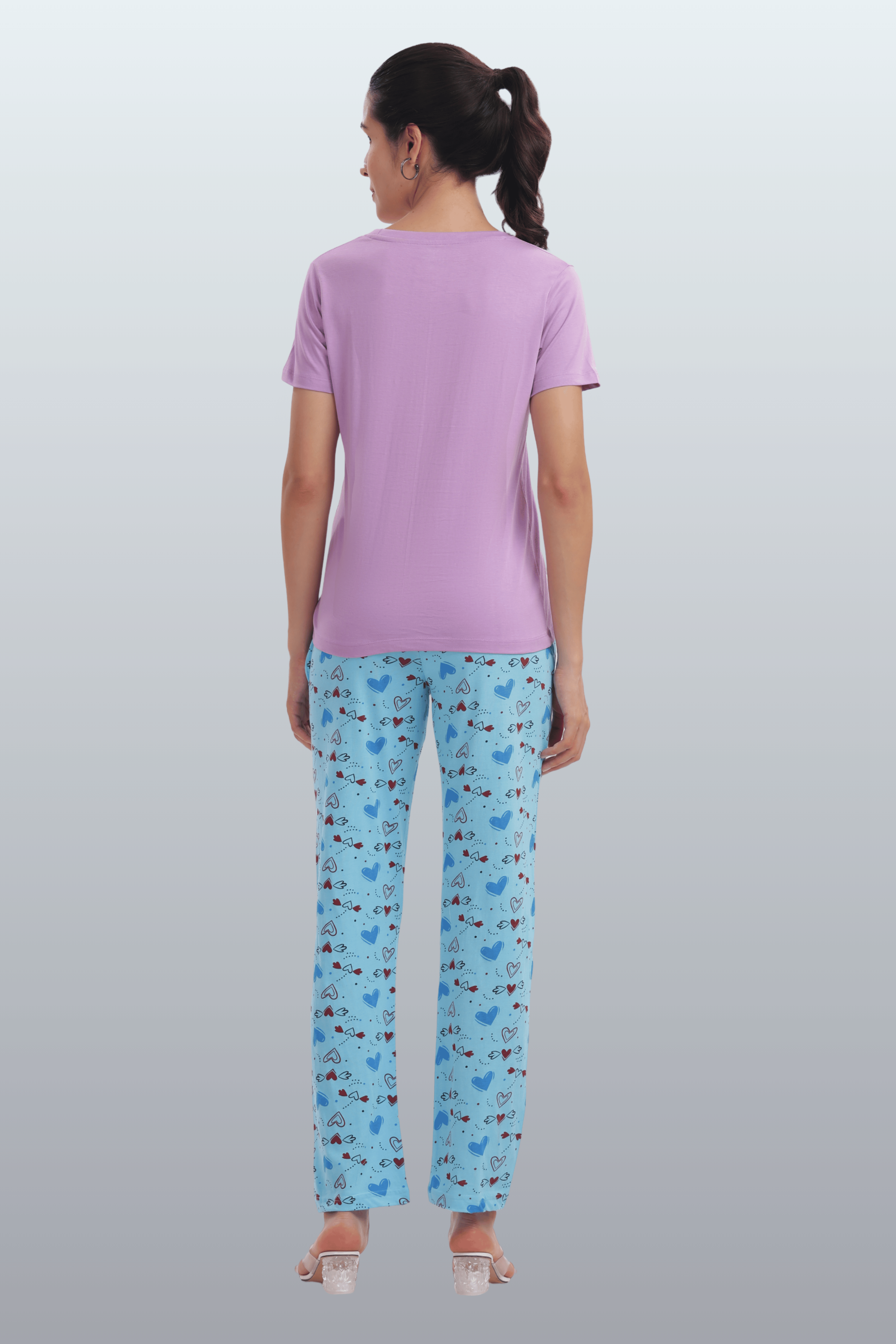 Women's Cotton Printed T-Shirt & Pajama Set | Comfortable Nightwear-CAT LOVE