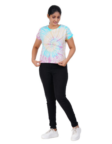Women's Cotton Tie-Dye short length T-Shirt – RAINBOW